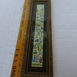 Antique,Persian painting on bone in original,micro mosaic inlaid frame,19 1/2&#39;&#39; x 5 1/2&#39;&#39;