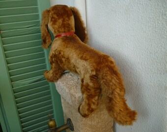 ビンテージ、大型、ダックスフンド、ぬいぐるみ、犬、赤い首輪