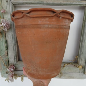 vintage,heavy,Greek,clay,terracotta pot,garden plant pot-shabby chic,old planter