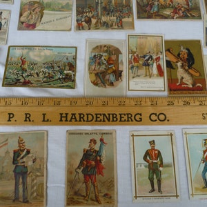 Joblot, mais de 40, vintage, francês, cartões comerciais de cromolitografia, anúncios no verso.