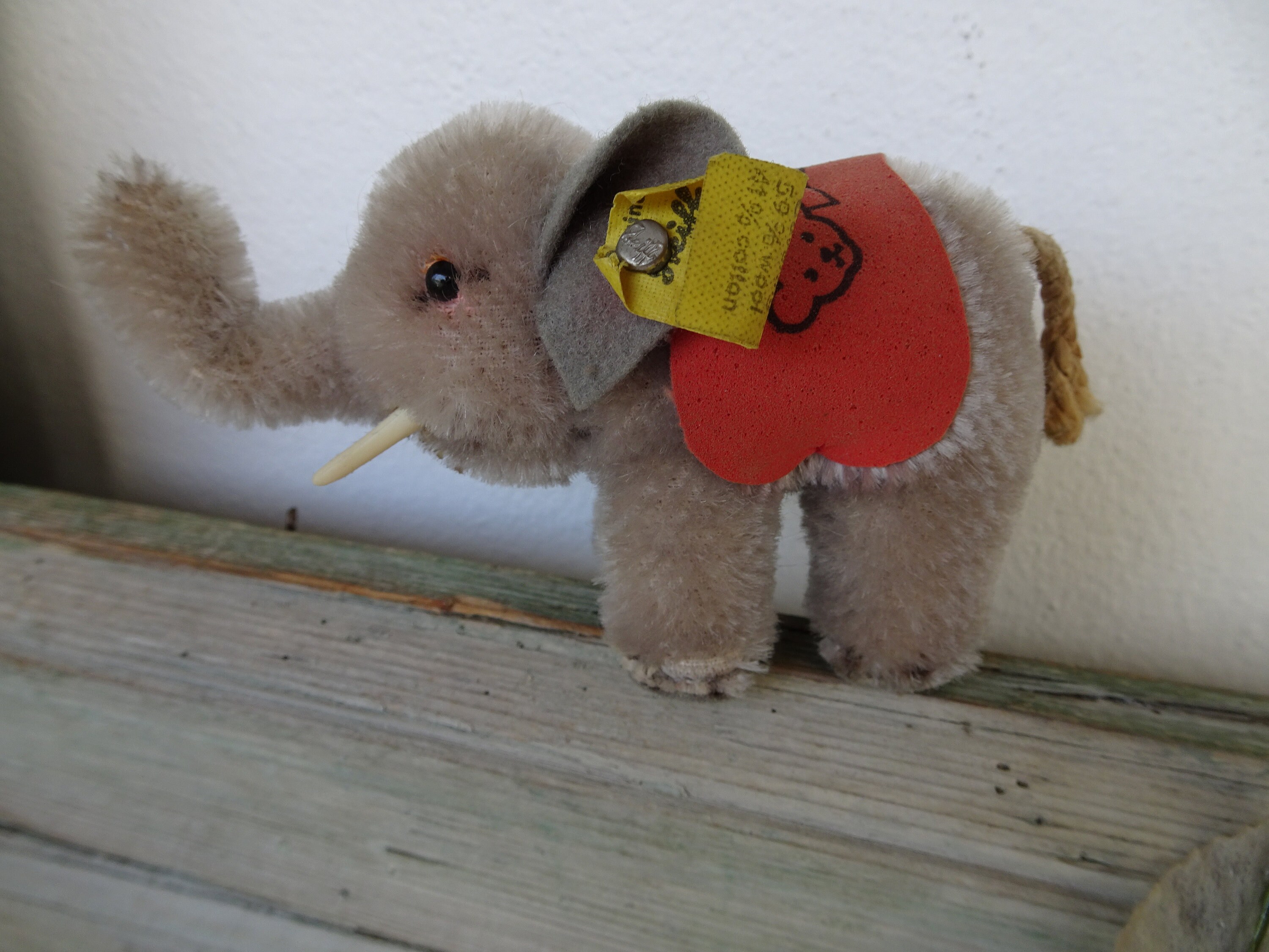 Peluche éléphant Steiff – Mohair Vintage – Bouton Doré Dans L'oreille – RARE
