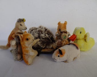 vintage,Steiff toys bundle,Lot of 8 plush & mohair toys,4 with silverscript button