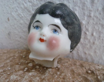 broken,Antique,China doll head,Thuringia,German doll fragment.