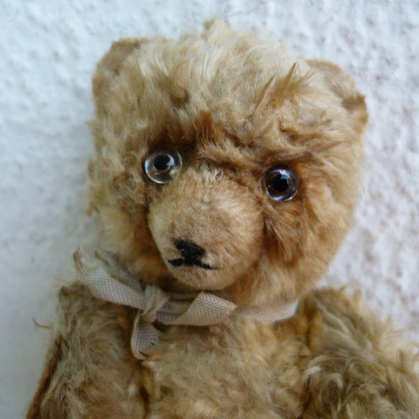 vintage, miniature 5 pouces, ours allemand des années 50, mini, articulé, yeux en verre, nez cousu.