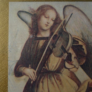 Vintage, enmarcado, ángel, segmento impreso por Rafael, Raffaello, coronación de la Virgen