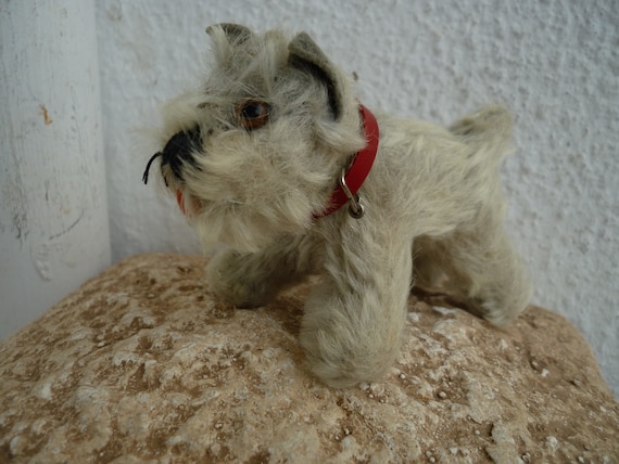 Vintage,steiff Dog,tessie,3''schnauzer,red Collar,no Ids. - Etsy