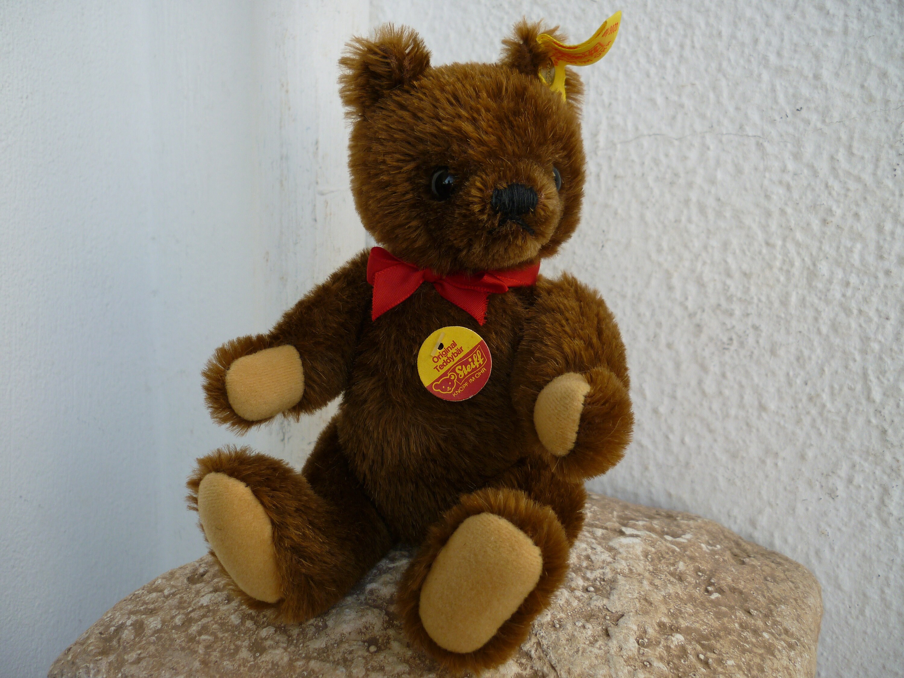 Steiff 7''small,bear,fully Jointed, 0206/18, Dark Brown Mohair