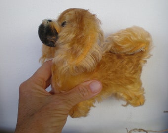 Steiff 4120,14 Pekinees, hond, mohair, knop in zilverschrift.