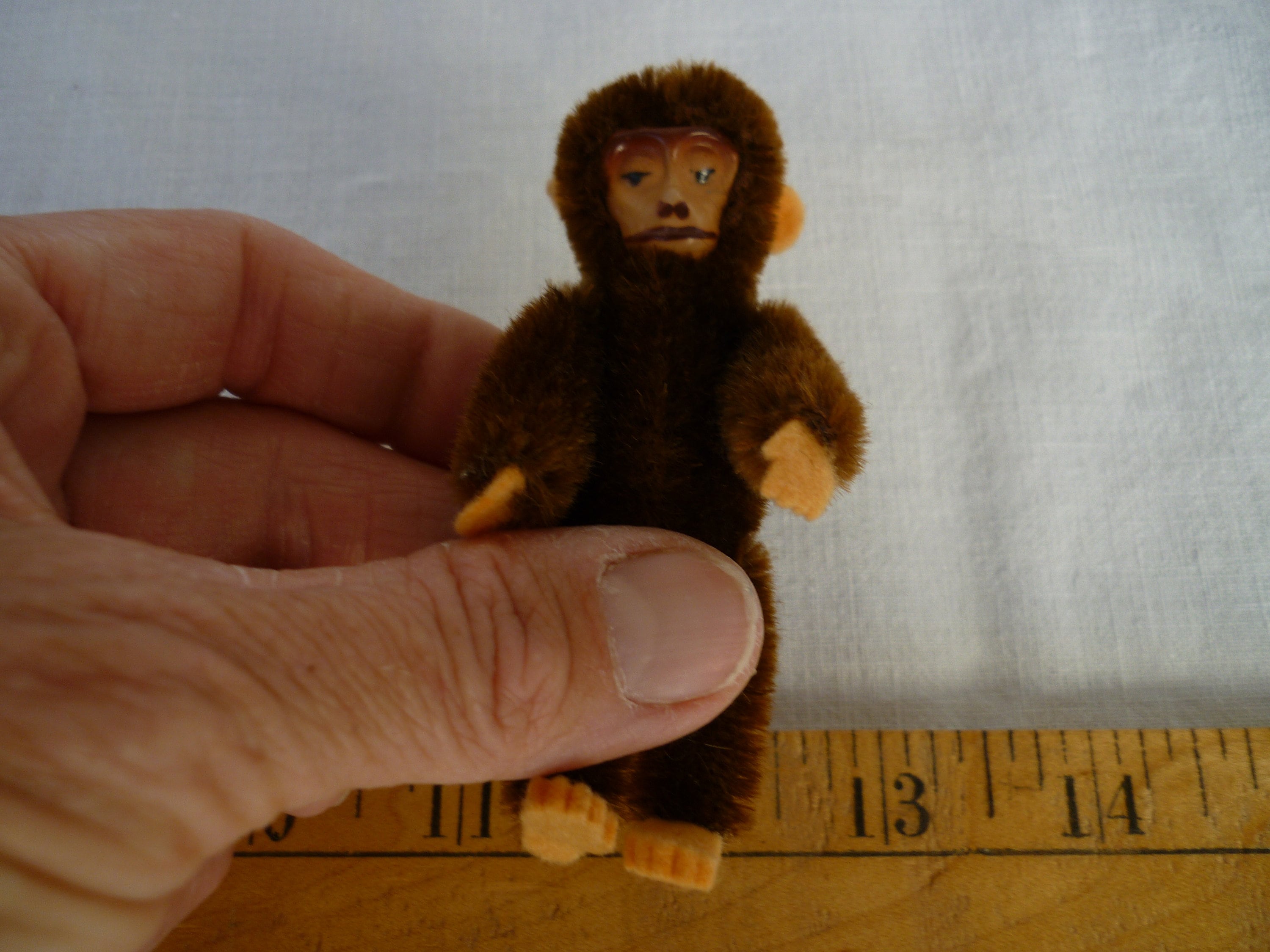 1930 年代のミニチュア、9 cm。シュコー社の猿、類人猿、ブリキの顔