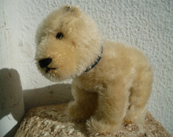 Vintage,4'' Steiff Polar Bear,mohair Eisbar,raised Silverscript