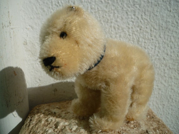 Vintage,4'' Steiff Polar Bear,mohair Eisbar,raised Silverscript