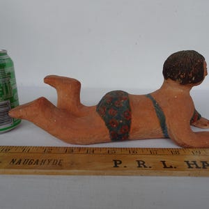 vintage,handmade,bathing beauty,woman,bikini girl,primitive,lady ceramic art objects statues,sculptures-unique piece.