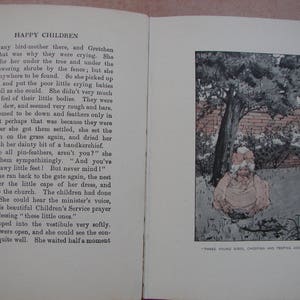 Glückliche Kinder, 1911 viktorianisches Buch für Kinder, 8 Geschichten über kleine Mädchen & 8 zweifarbige Teller. Ella Pratt