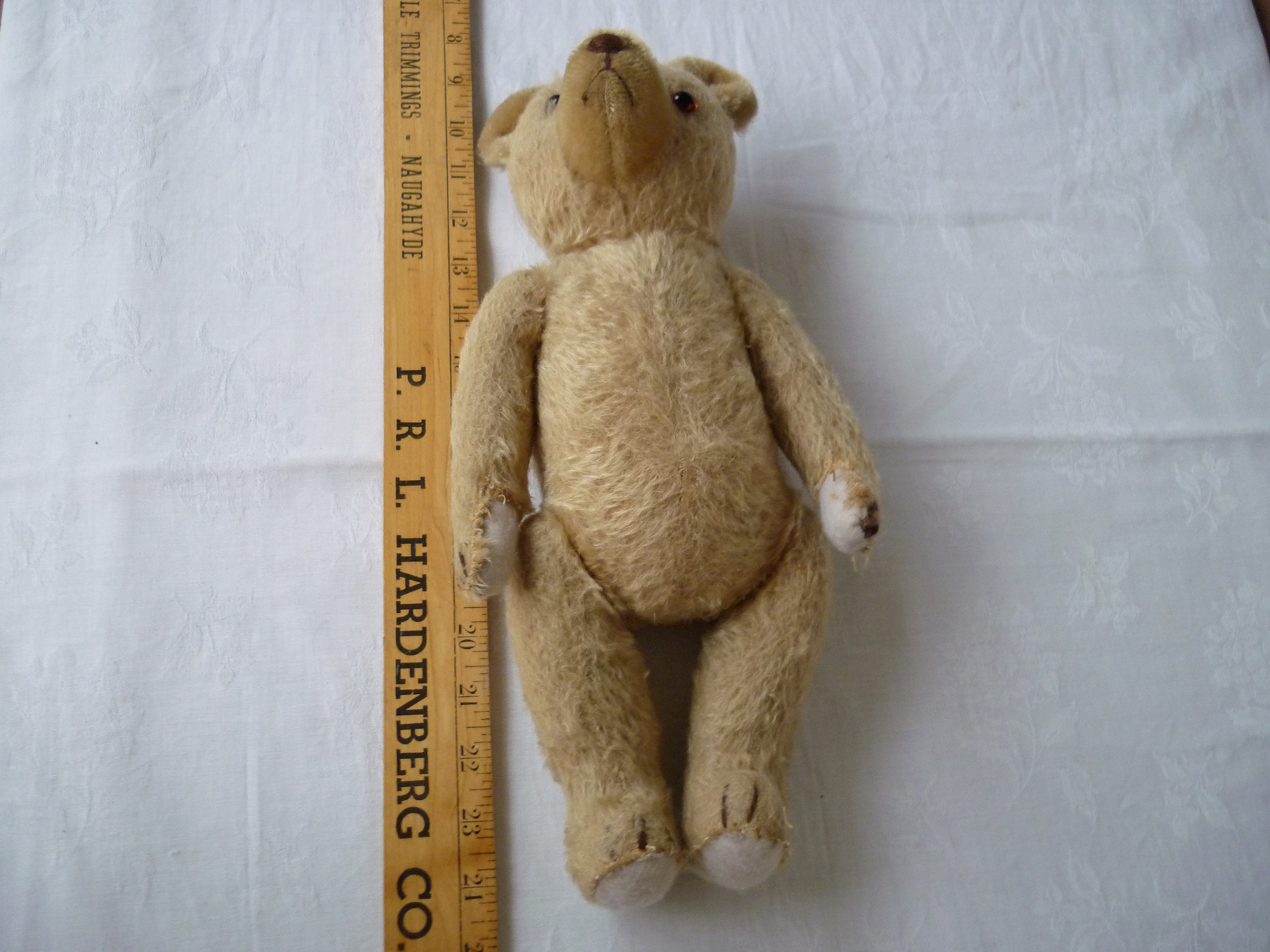 Ours En Peluche Ancien Paille Articulé - Yeux En Verre, 45 Cm, Vintage France