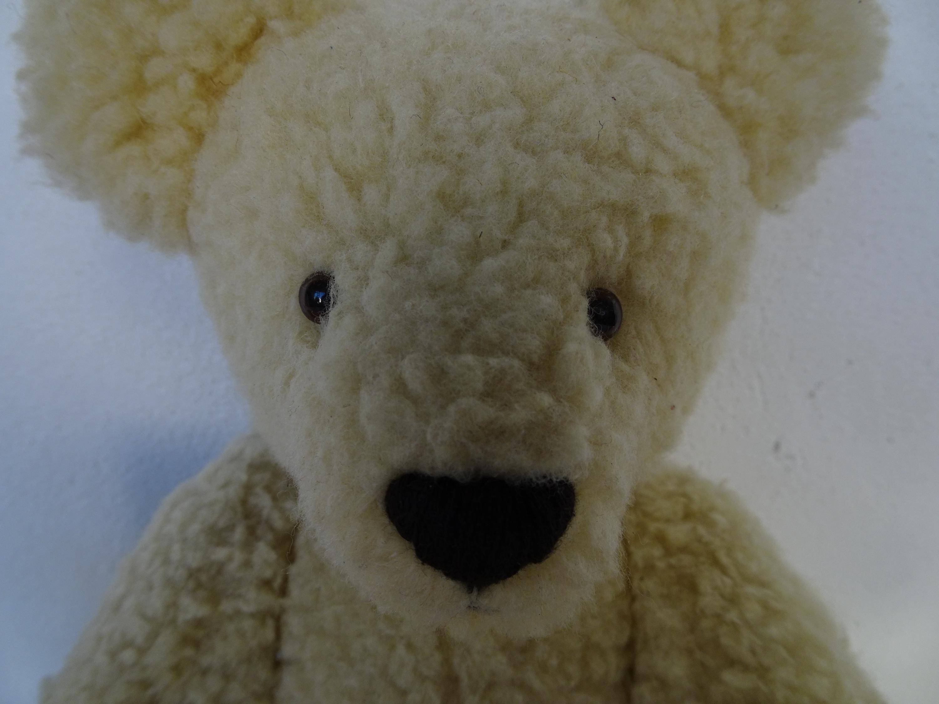 ヴィンテージ、12インチの木製ぬいぐるみ、ぬいぐるみクマ、完全関節式