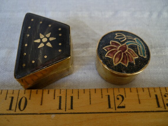 lot of 2,vintage,French,small,brass & enamel,inla… - image 7