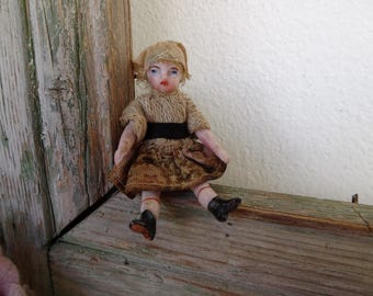 アンティークのドイツ製男の子用ベビードール（ミニチュア