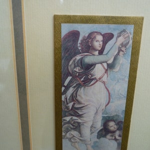 Vintage, enmarcado, ángel, segmento impreso por Rafael, Raffaello, coronación de la Virgen