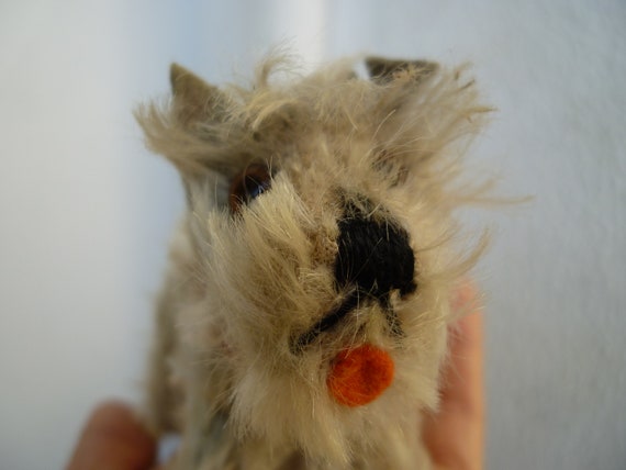 Antique Steiff,tessie,small Schnauzer,stuffed Dog With Red Collar