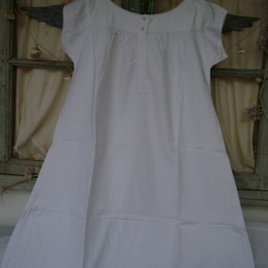 antique,French,ladies,monogrammed smock,dress,gown,handmade,cotton with lace trim,short sleeved dress.