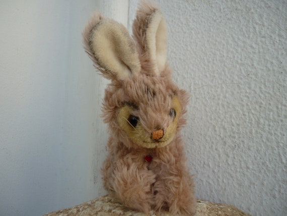 Vintage, Tiere mit Herz peluche, conejo conejo, ojos de cristal, nariz  cosida, hecho a mano en Austria. -  España