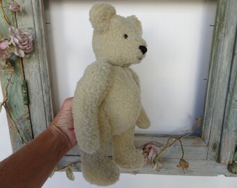 ヴィンテージ、12インチの木製ぬいぐるみ、ぬいぐるみクマ、完全関節式
