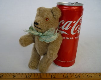 vintage,5 1/2''miniature,stick jointed,small bear,wire-jointed limbs,unmarked German teddy.