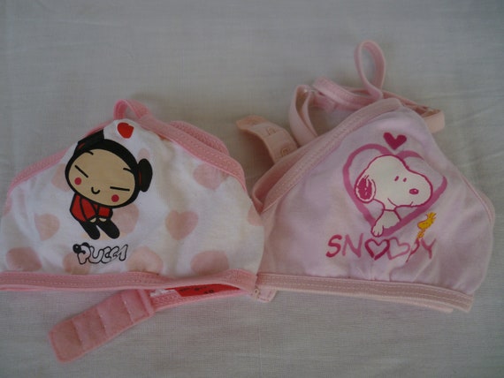 Pair of Young Girls First Bra/bralettes,pink,white With Designs,10