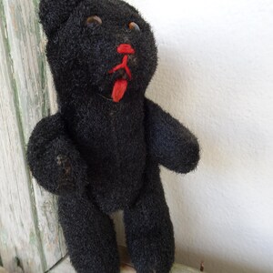 vintage,5&#39;&#39;black,stick bear,miniature,jointed,small bear,unmarked German