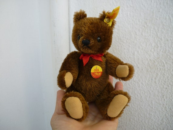 Steiff 7''small,bear,fully Jointed, 0206/18, Dark Brown Mohair