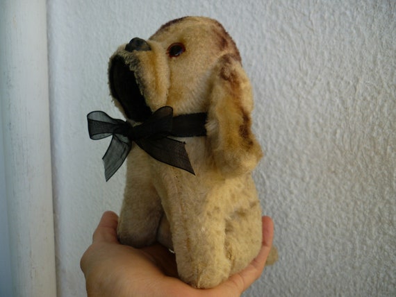 Jouet Ancien Steiff – Chien Articulé à Remonter – Yeux En Verre, Nez Cousu – 26cm – Occasion