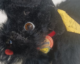 Vintage Steiff Snobby Poodle Dog, Black Mohair, 5