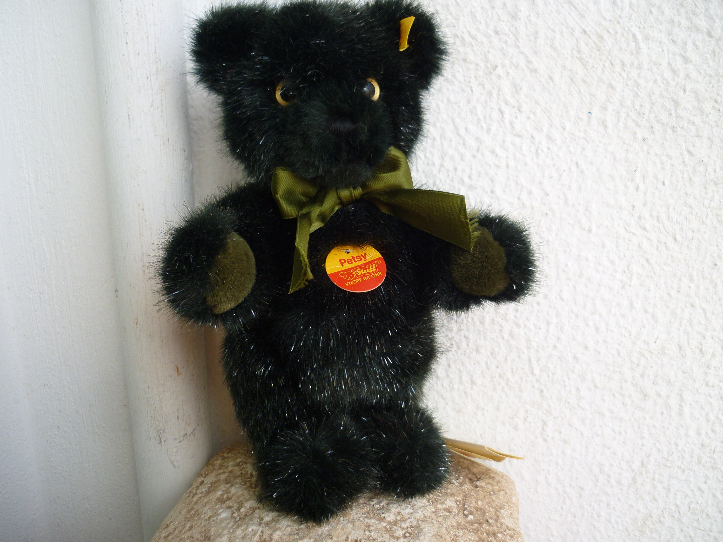 Steiff,dark Green/silver Flecks,soft,fully Jointed Petsy Bear