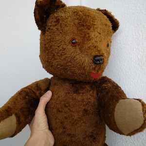 large,60 cm. plush,jointed,vintage teddy bear,tongue sticking out.Probably German