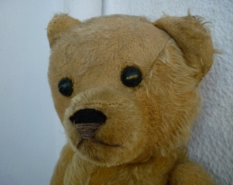 Antique,early,jointed,teddy Bear,old Time-worn Ted,wood Antique,early,jointed,teddy Bear,old Time-worn Ted,wood