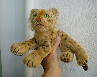 VTG Rare Steiff Ocelot/ozelot ,reclining Wild Cat Orange Eyes