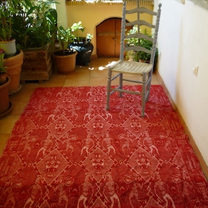 vintage,1950&#39;s,handmade,Greek wool rug,Xrami,tapestry,bedspread,ancient soldiers,amphoras,unique piece,80&#39;&#39; x 65&#39;&#39;(6&#39;8&#39;&#39; x 5&#39;5&#39;&#39;)