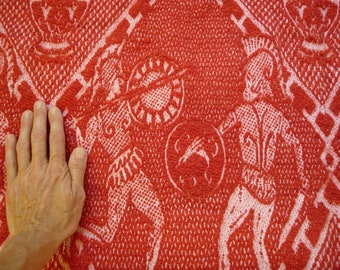 Vintage,Greek Wool,Area Rug,Handmade Xrami,Hoplite Soldiers 80''x 65''