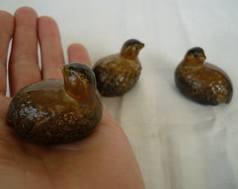 lot of 3,vintage partridge,quail bird miniatures,ceramic figurines.