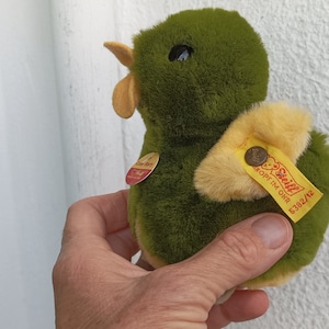 vintage,1980&#39;s Steiff,plush,Ente Cosy Starly duck,yellow flag 5382,12,ear button,name tag,working squeaker.