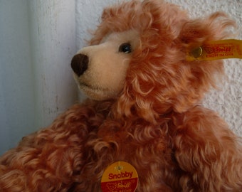 Steiff,vintage,curly,pinkish,mohair,teddy bear,Snobby,fully jointed sitting position,028250