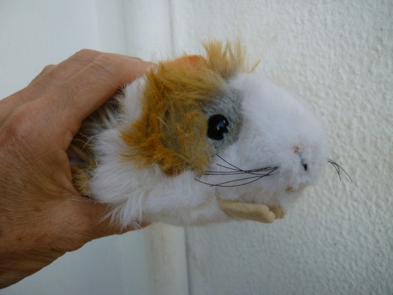 vintage,plush guinea pig,tri-colored,monofilament whiskers,squeaker