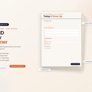 ADHD Planner Bundle Printable | Focus Forward 5-Pg System | Daily Weekly Monthly Tracker | Dopamine Menu | Focus Sprint | ADHD Productivity