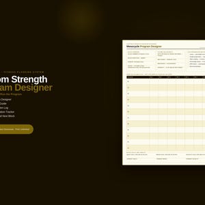 Stärkeprogramm Designer Printable | Powerfalting Programm-Planer | Mesocycle-Periodisierungslog | RPE Autoregulations-Tracker