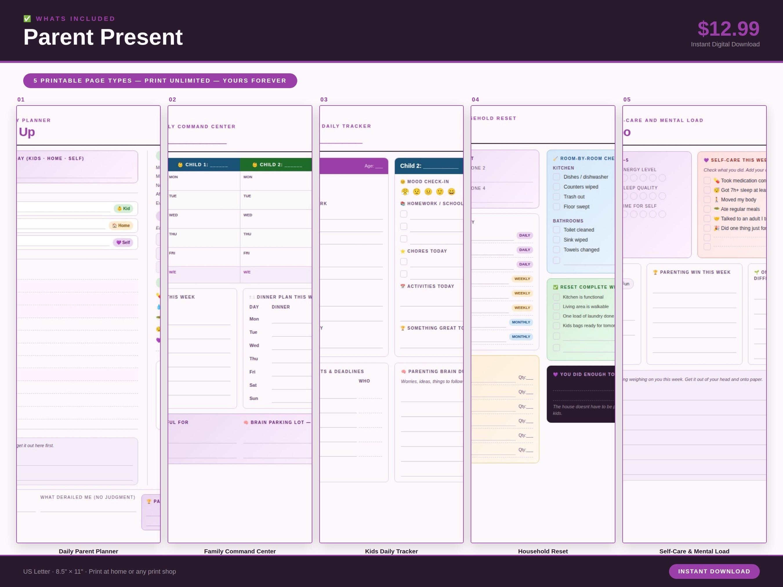 ADHD Parent Planner Bundle | Printable Daily Planner for Parents ...
