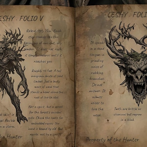 Leshy Bestiary Pages, Dark Fantasy Lore, Forest Monster Art, D&D Prop (Digital PDF)