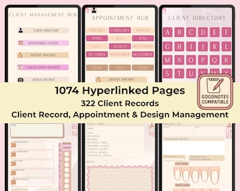 Nail Tech Client Management System, Digital Planner, Goodnotes Appointment Book