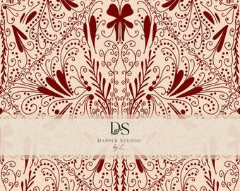 Damask Folk Art Seamless Pattern | Vintage Floral Digital Paper (12x12 inches, 300 DPI)