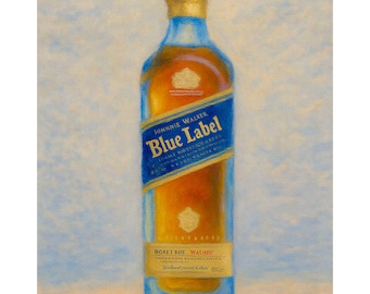 Johnnie Walker Blue Label Canvas Print, Luxury Whisky Bottle Wall Art, Scotch Whiskey Decor, Bar Cart Artwork, Man Cave Gift for Him