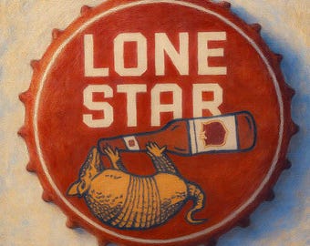 Lone Star Beer Bottle Cap Canvas Print, Texas Beer Wall Art, Vintage Brewery Decor, Man Cave Bar Artwork, Western Beer Lover Gift